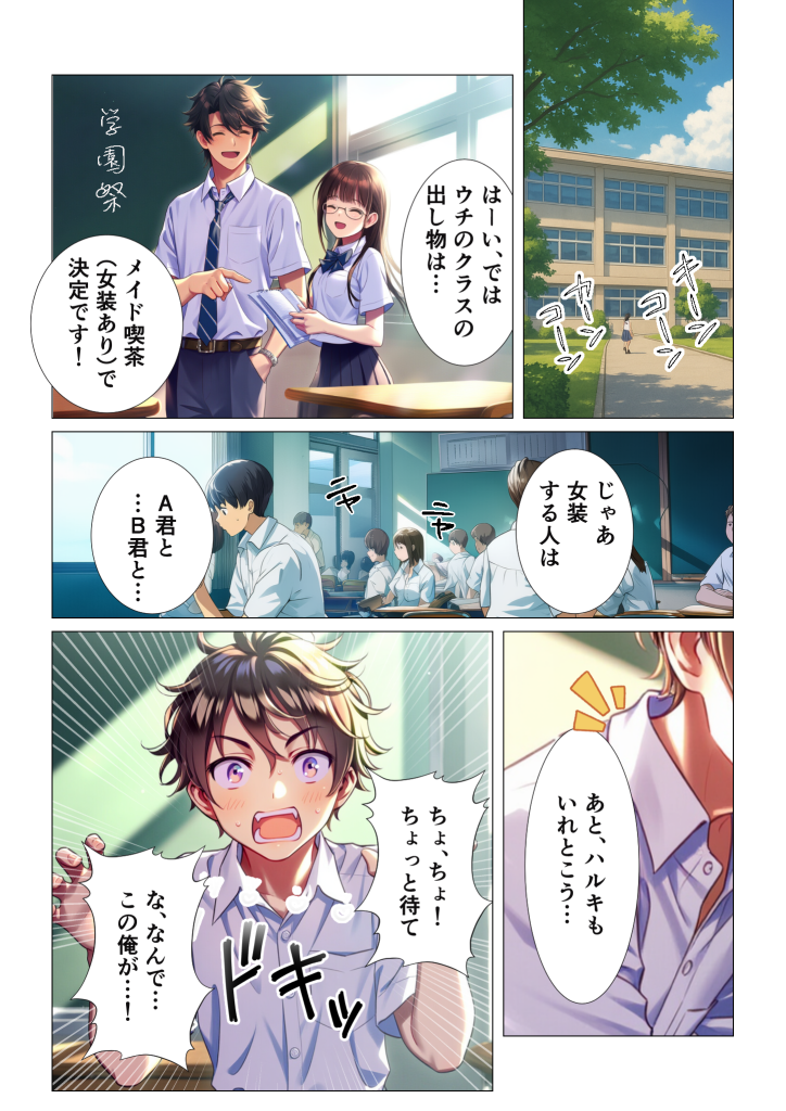 [シコリの森] [AI生成]学園祭でメイド女装のはずが…俺だけ性転換してメス堕ちEND-本地漫画站